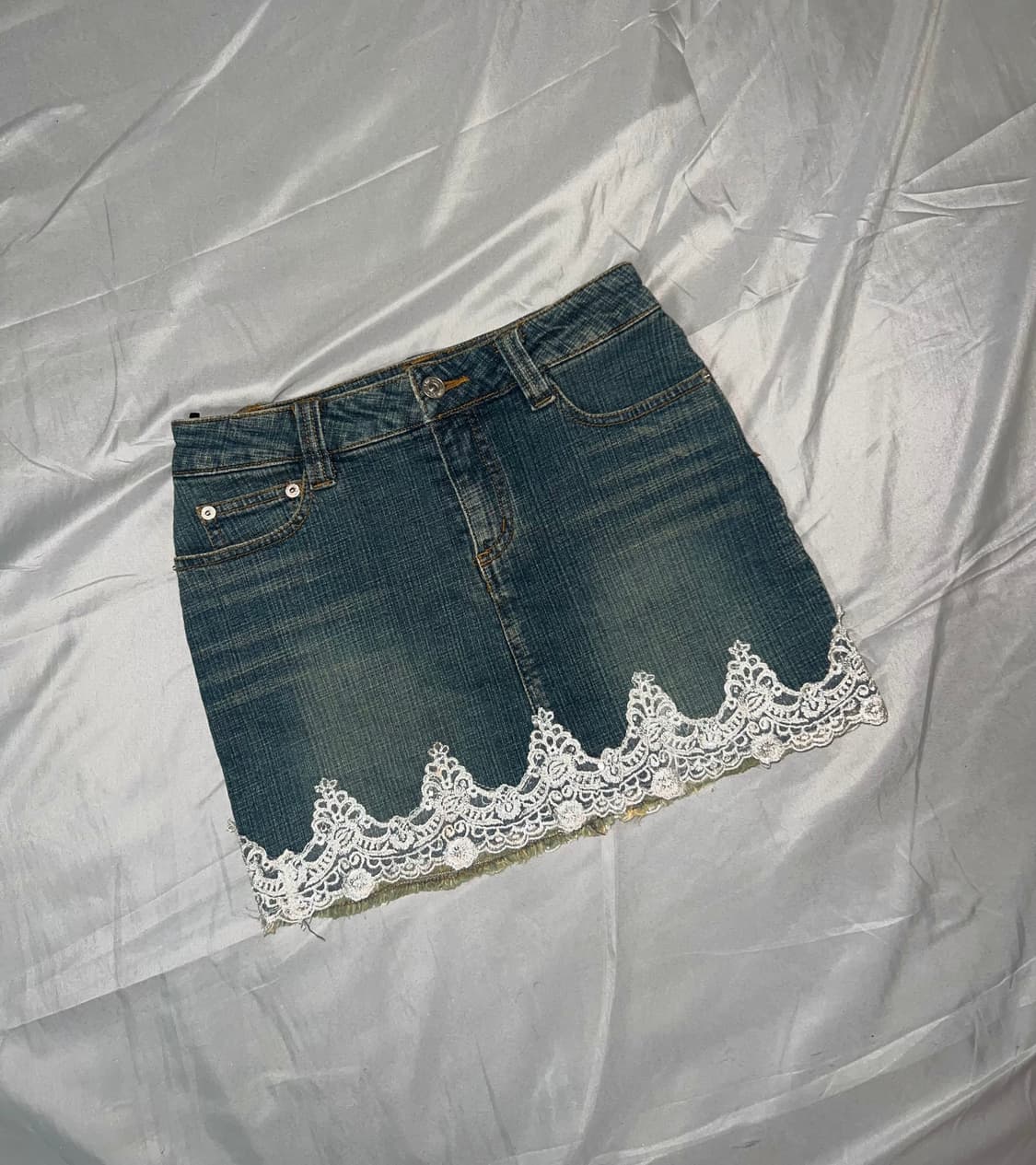 ✨vintage lace denim skirt 워싱 레이스 청치마✨ 상품이미지2