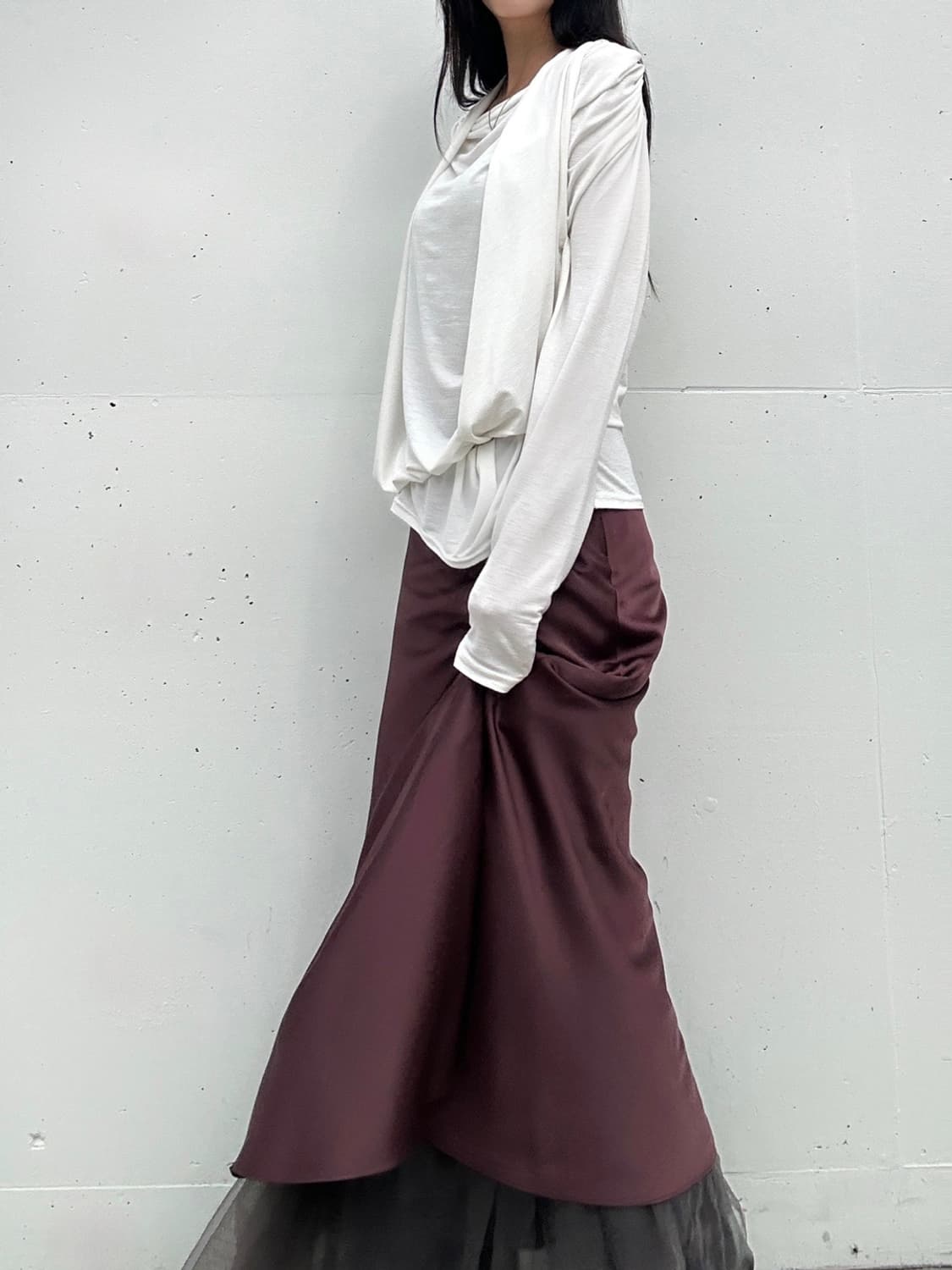 Elegance drape tencel top / white 상품이미지2