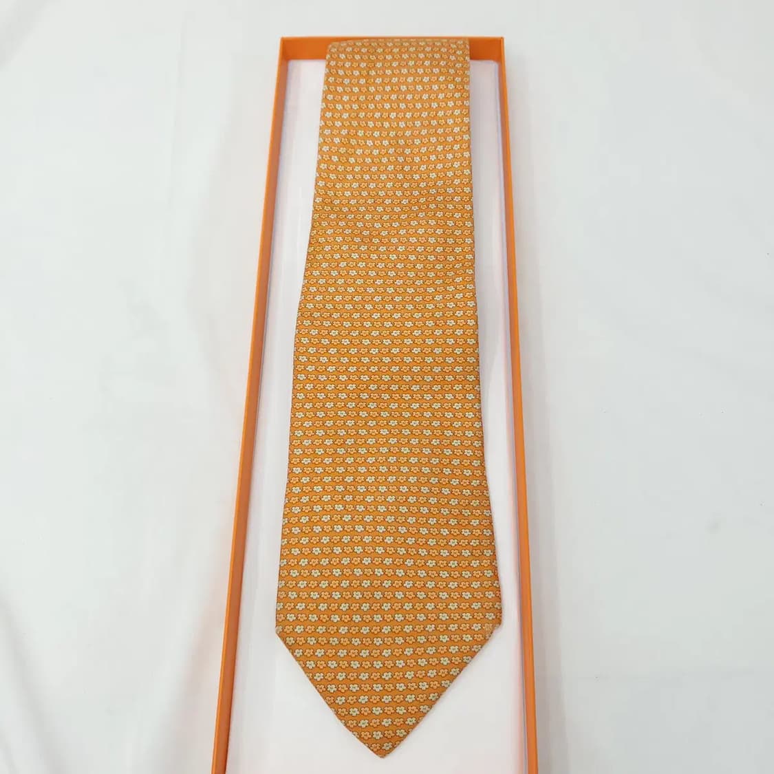 살바토레 페라가모 오렌지 꽃무늬 실크 넥타이 상품이미지7