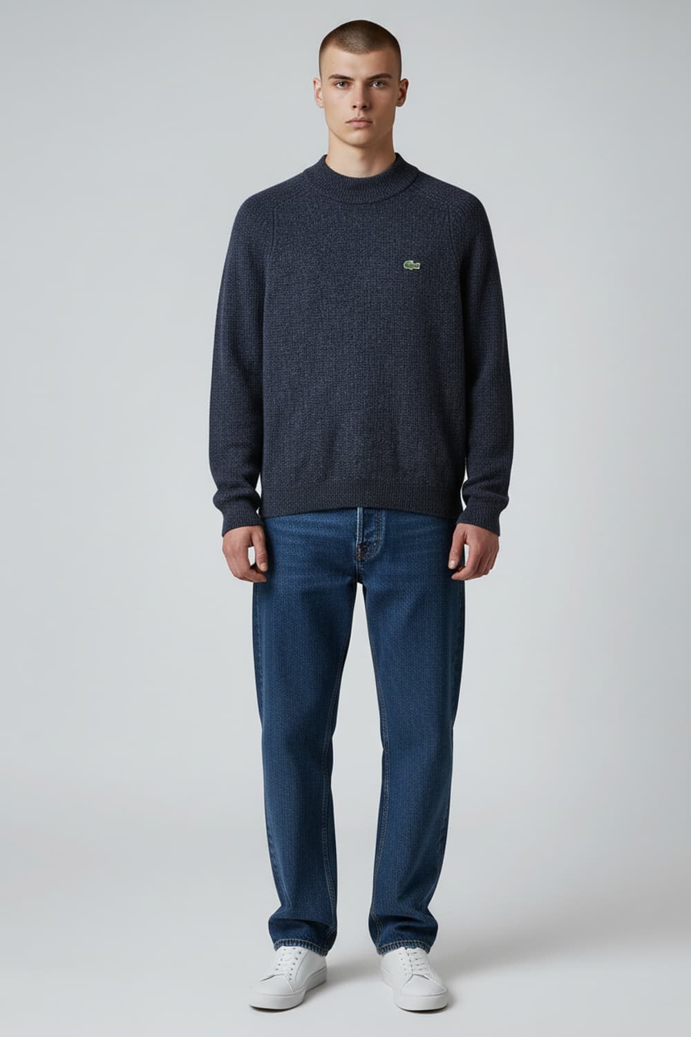 [100] 라코스테 멜란지블루 울 스웨터 니트 상품이미지3