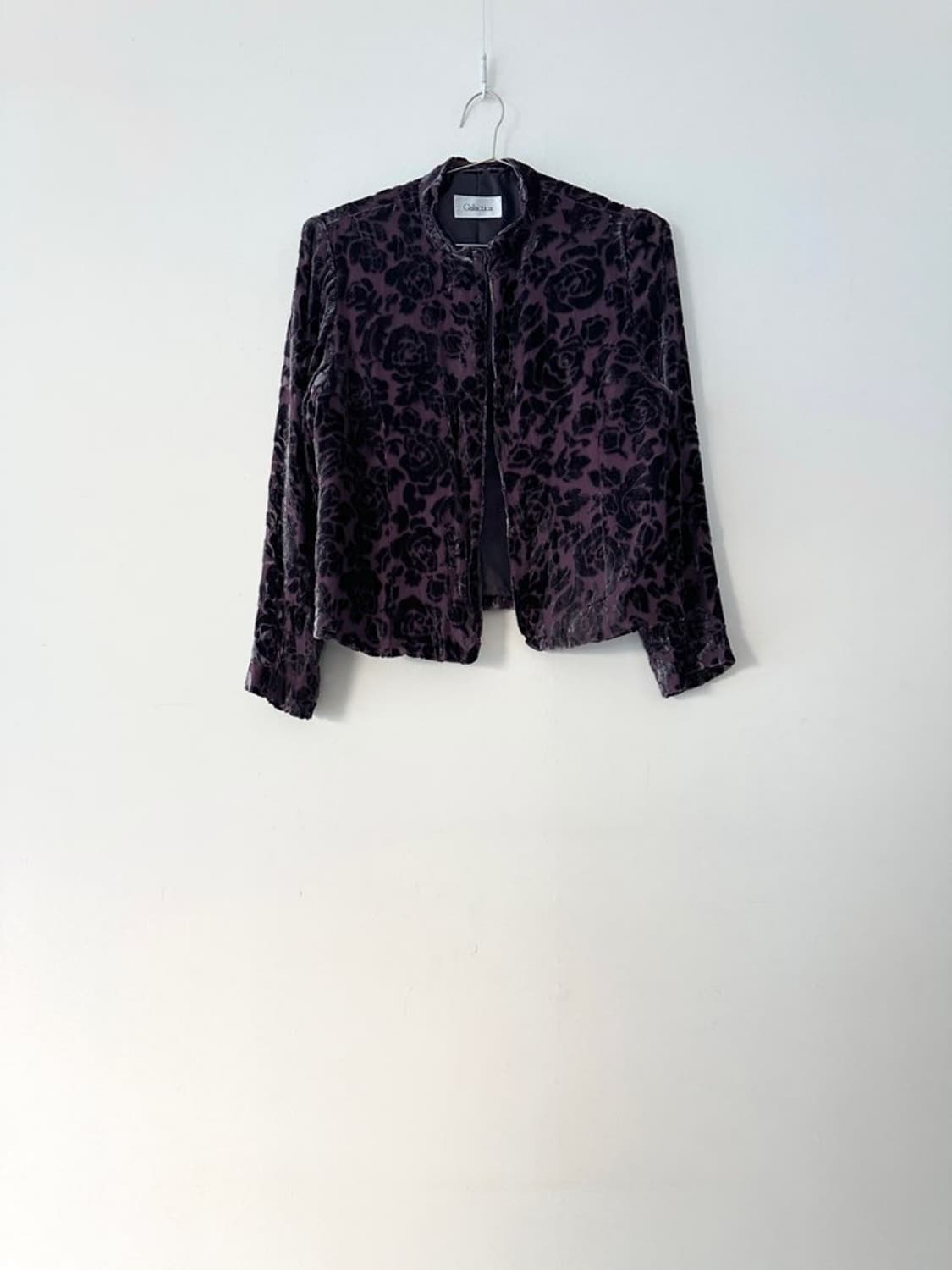 Flower velvet open cardigan / purple 상품이미지2