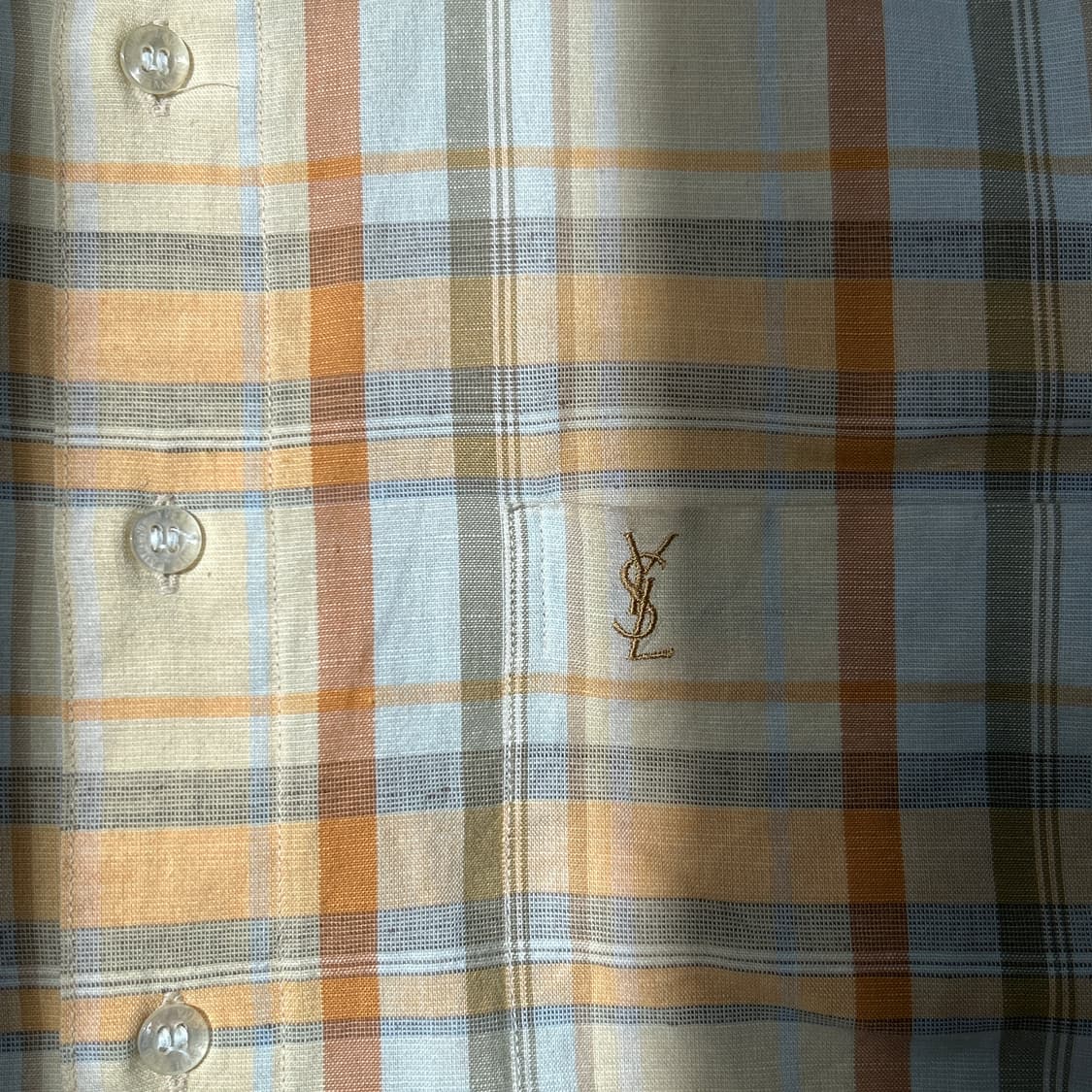 입생로랑 옐로우 체크 패턴 셔츠 상품이미지4
