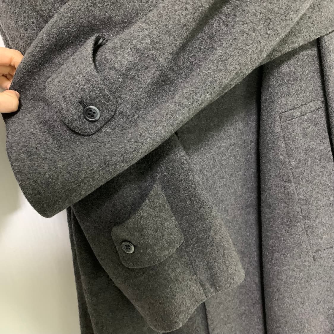 빈티지 캐시미어 100% 차콜 그레이 롱 코트 상품이미지4