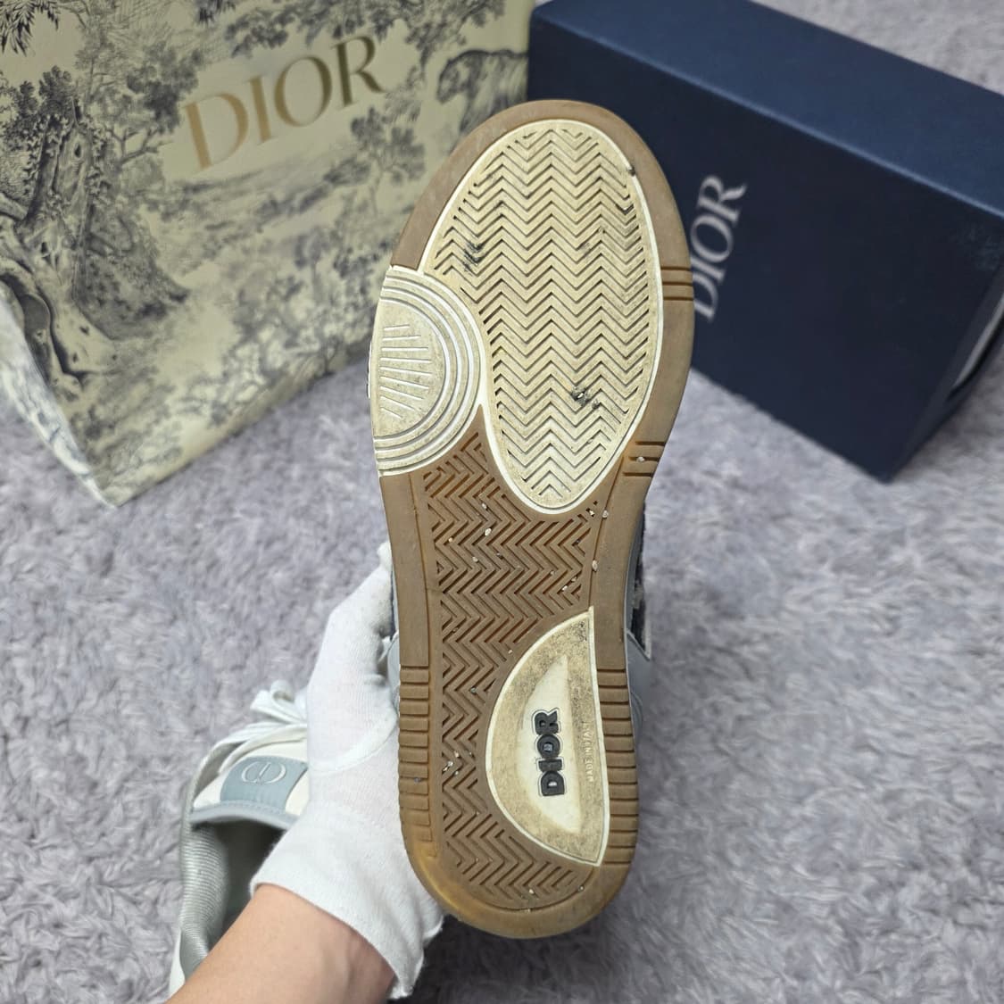 {클로젯}[40.5][풀구성]디올 오블리크 B27 스니커즈 그레이 상품이미지10