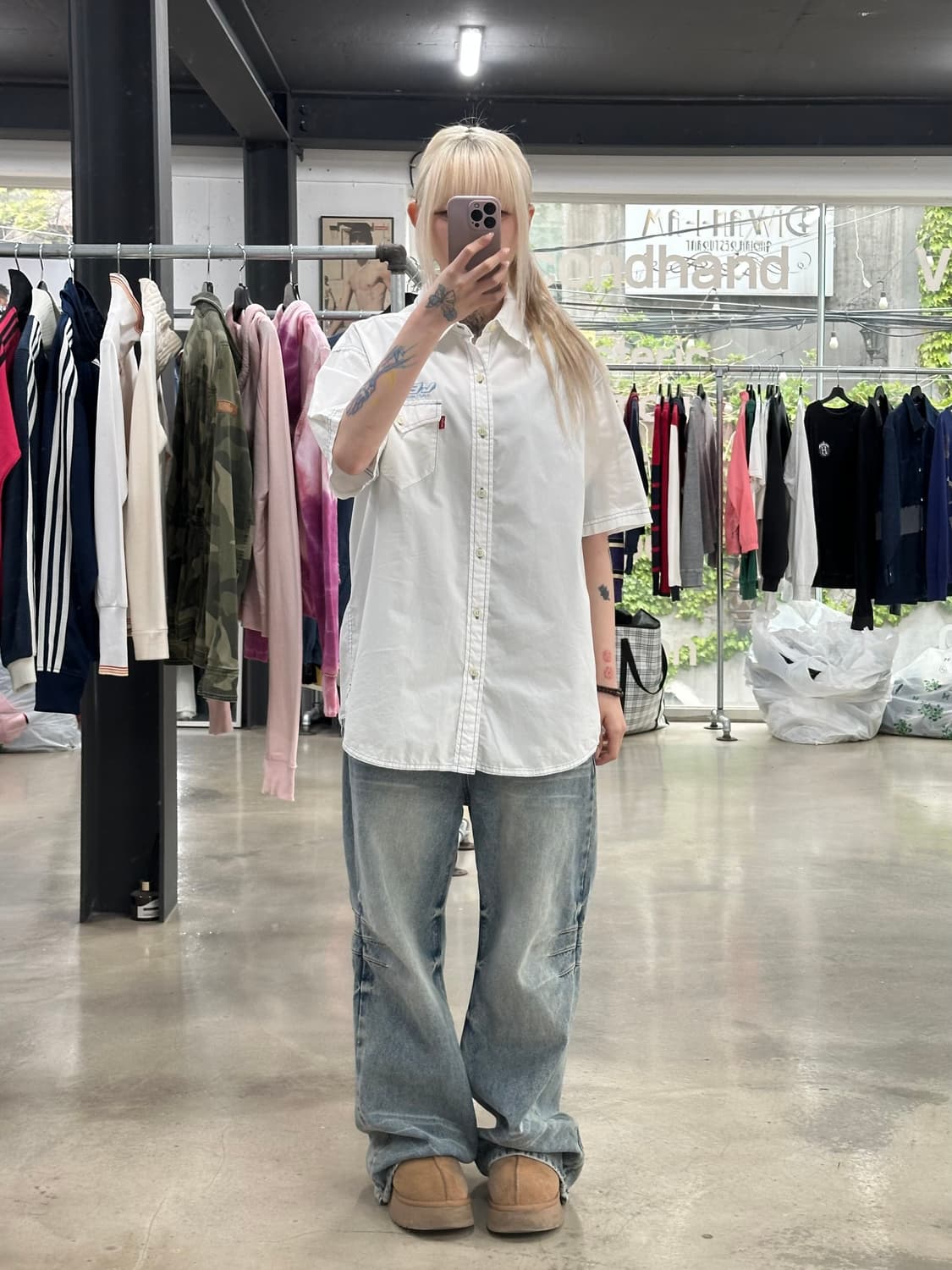 리바이스 00’s 스티치 워크 반팔 화이트 셔츠 상품이미지3