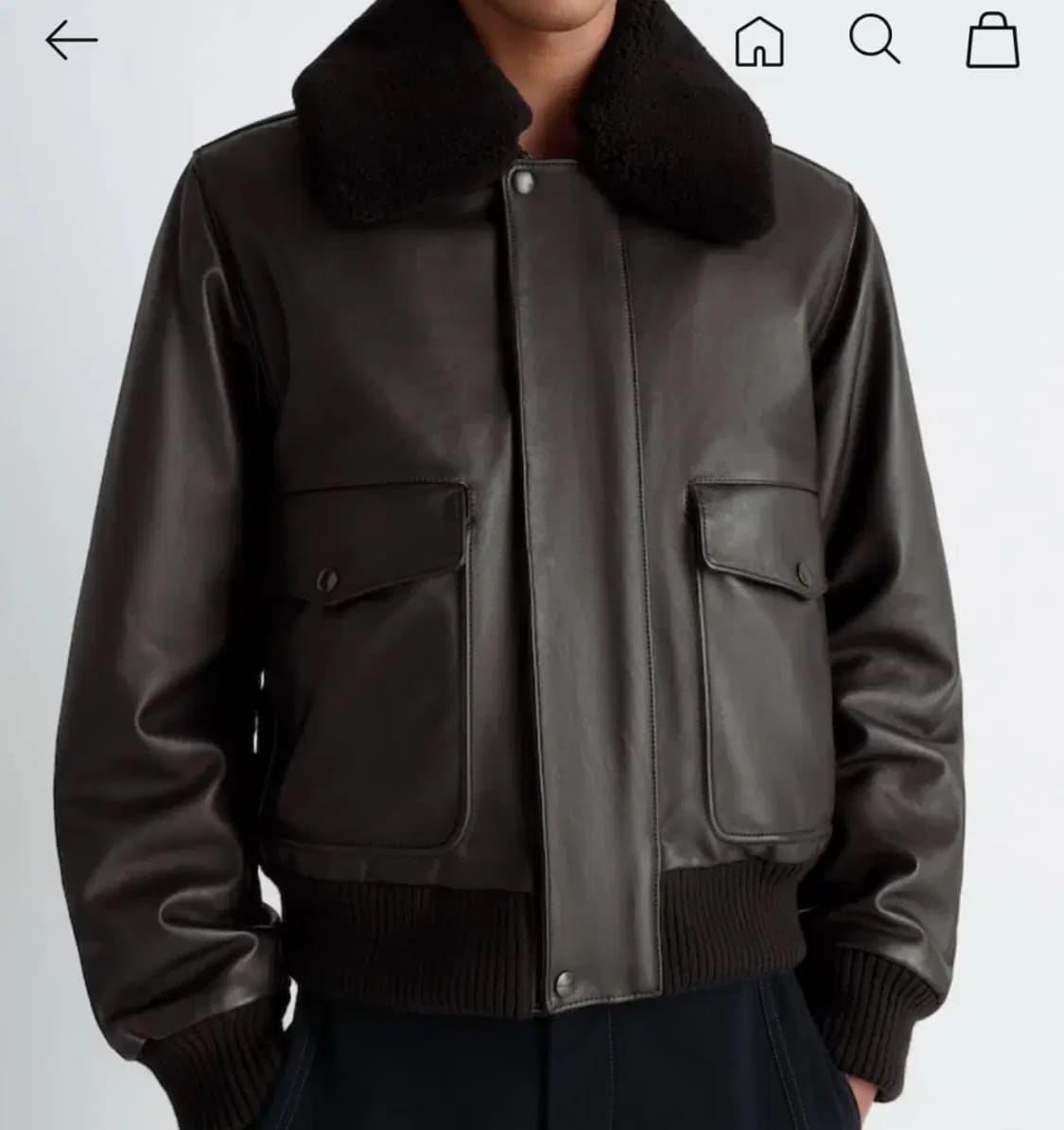 [새상품] 25FW 르메르 레더 블루종 무스탕 자켓 블랙 브라운 상품이미지3