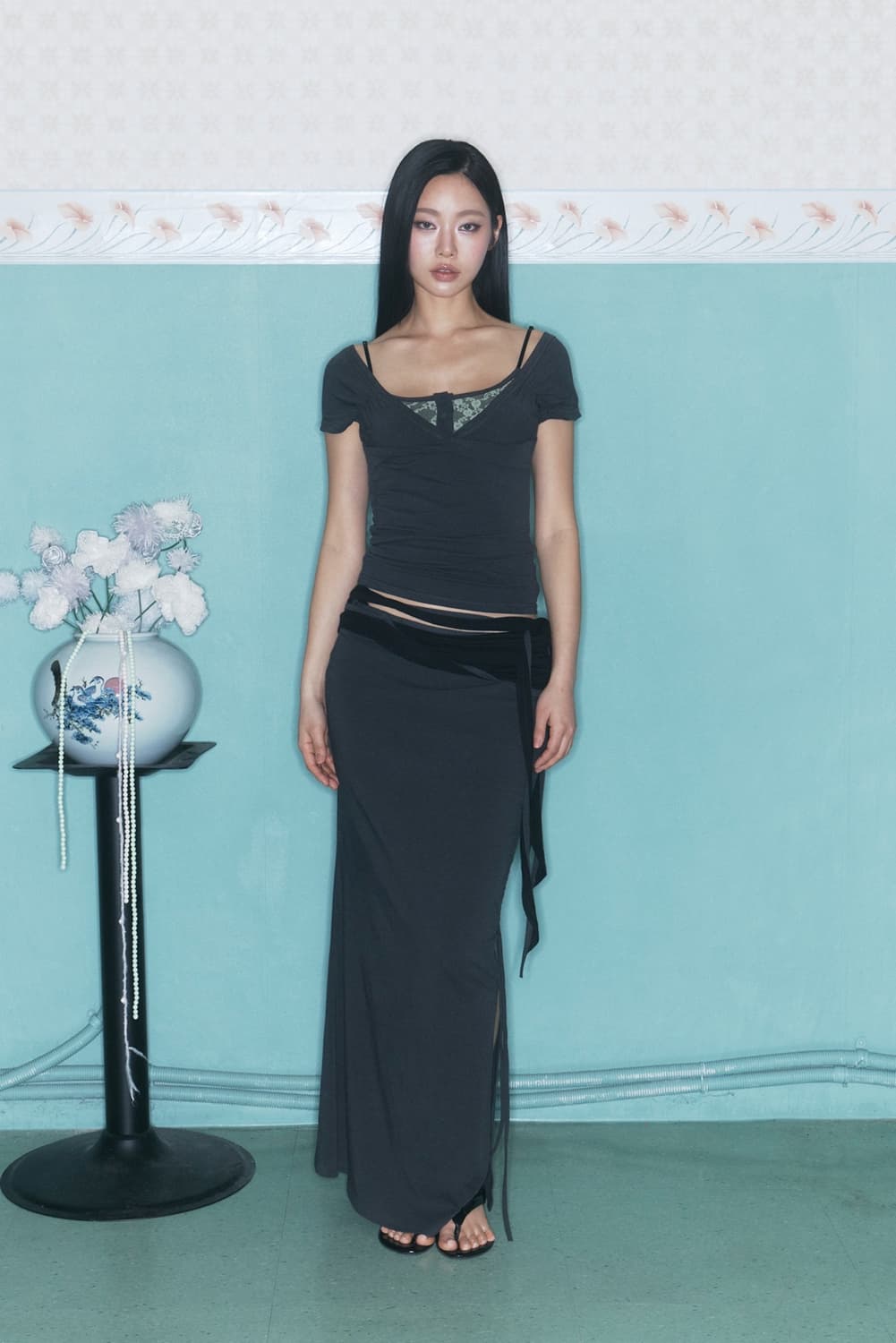 플리즈노팔로우 Ina Shirring Long Skirt 스몰 상품이미지1