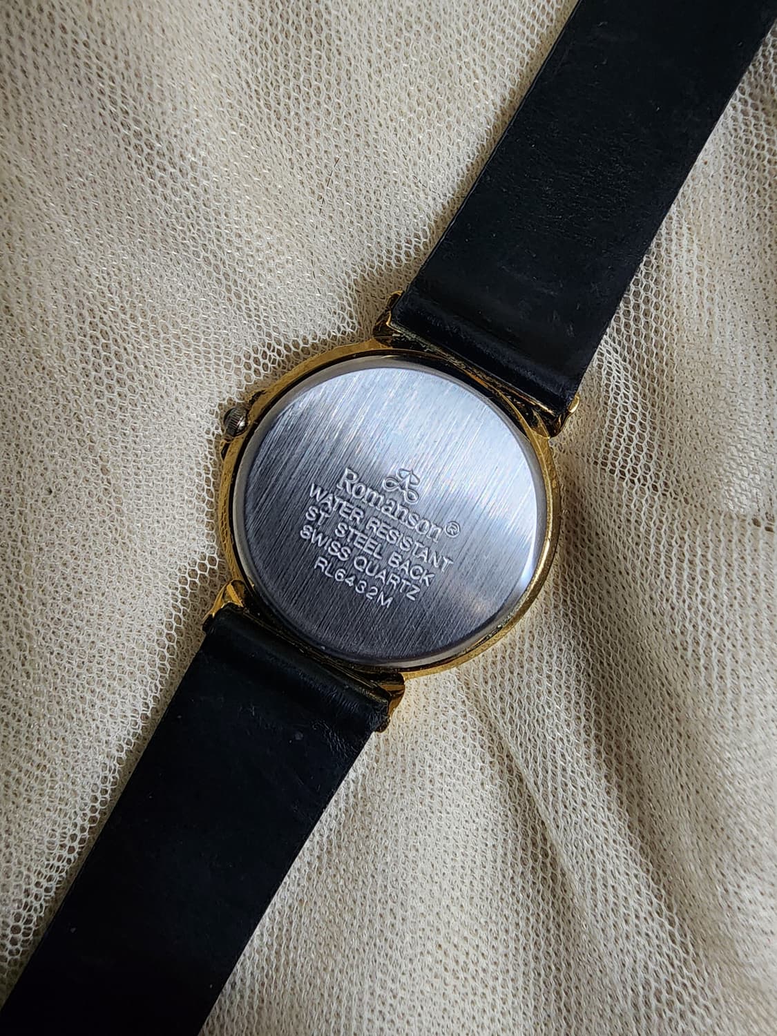 빈티지 로만손 골드 블랙 가죽 시계 상품이미지5