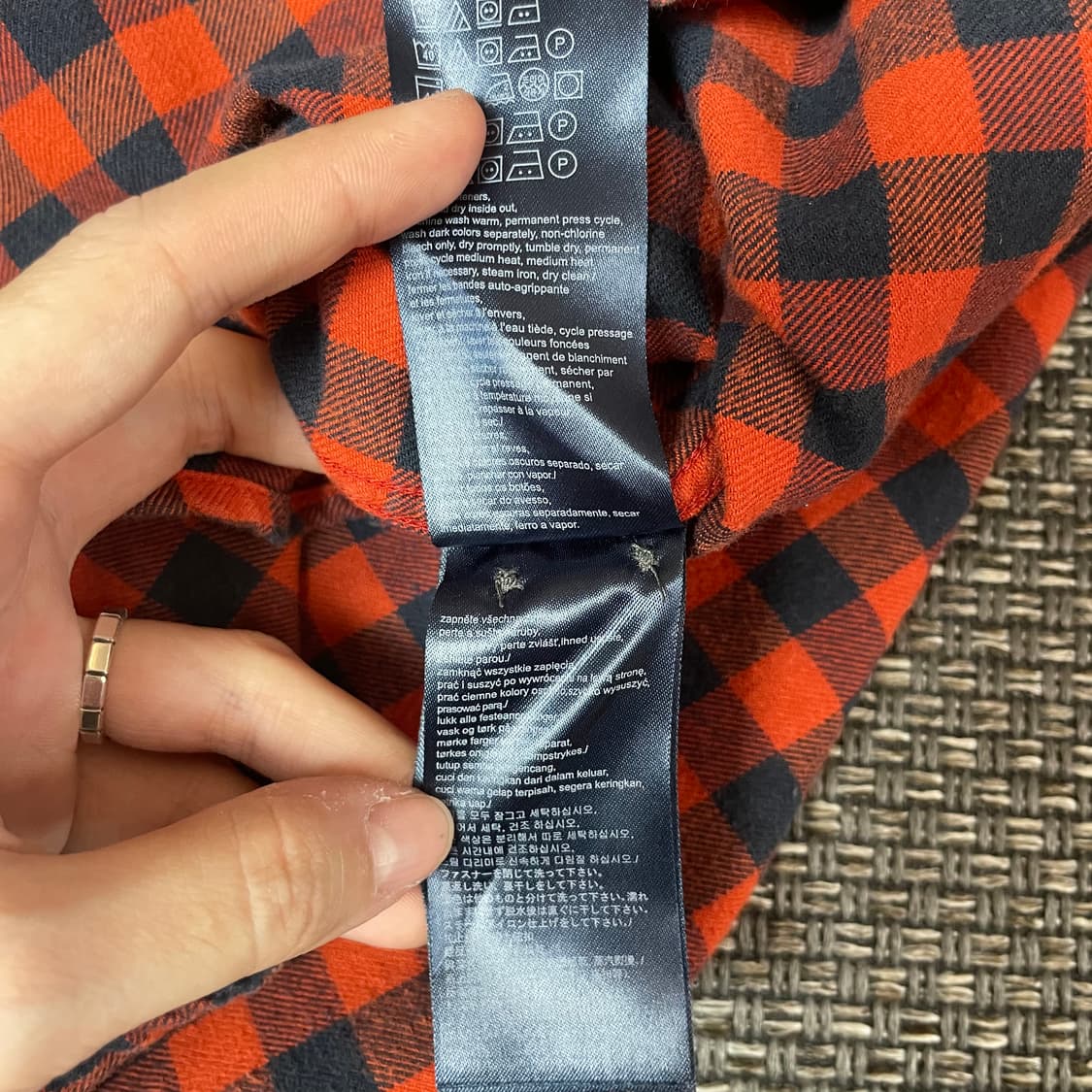 타미힐피거 오렌지 블루 체크 플란넬 뉴욕핏 셔츠 XL 상품이미지7