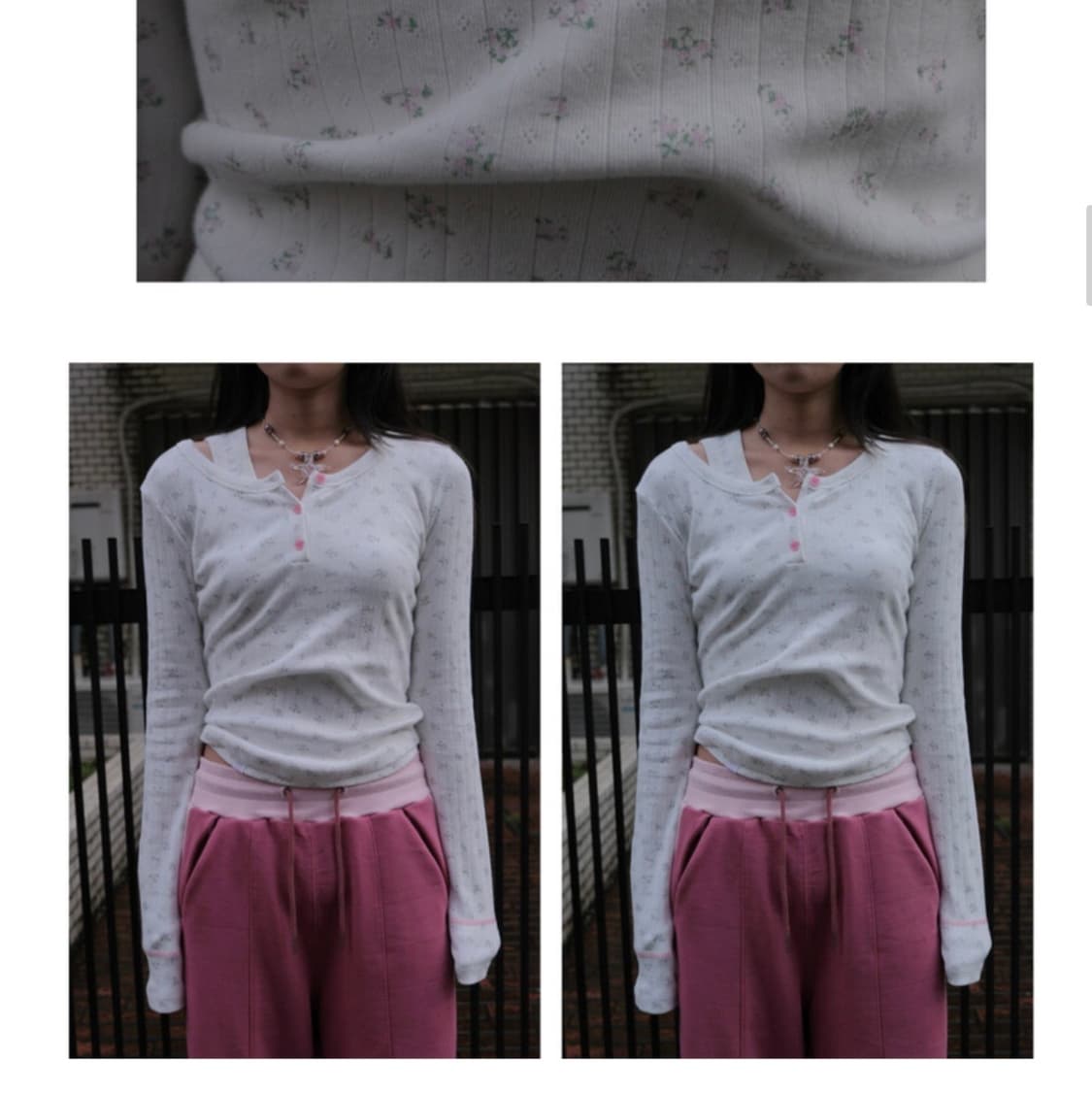 민지에나 플라워 롱 슬리브 화이트 상품이미지4