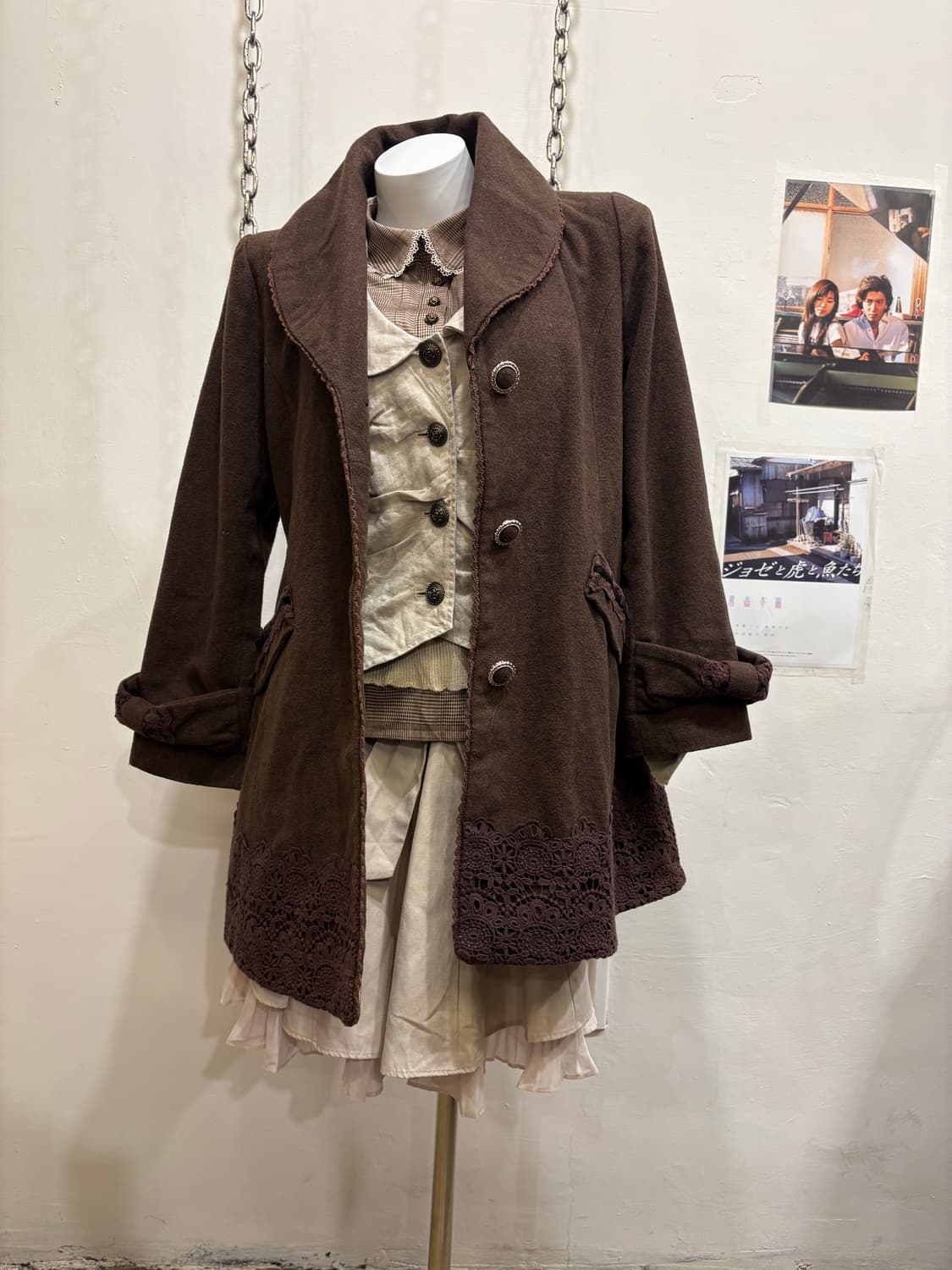 axes femme 엑시즈팜 자수 리본 브라운 코트 러블리 갸루 상품이미지2