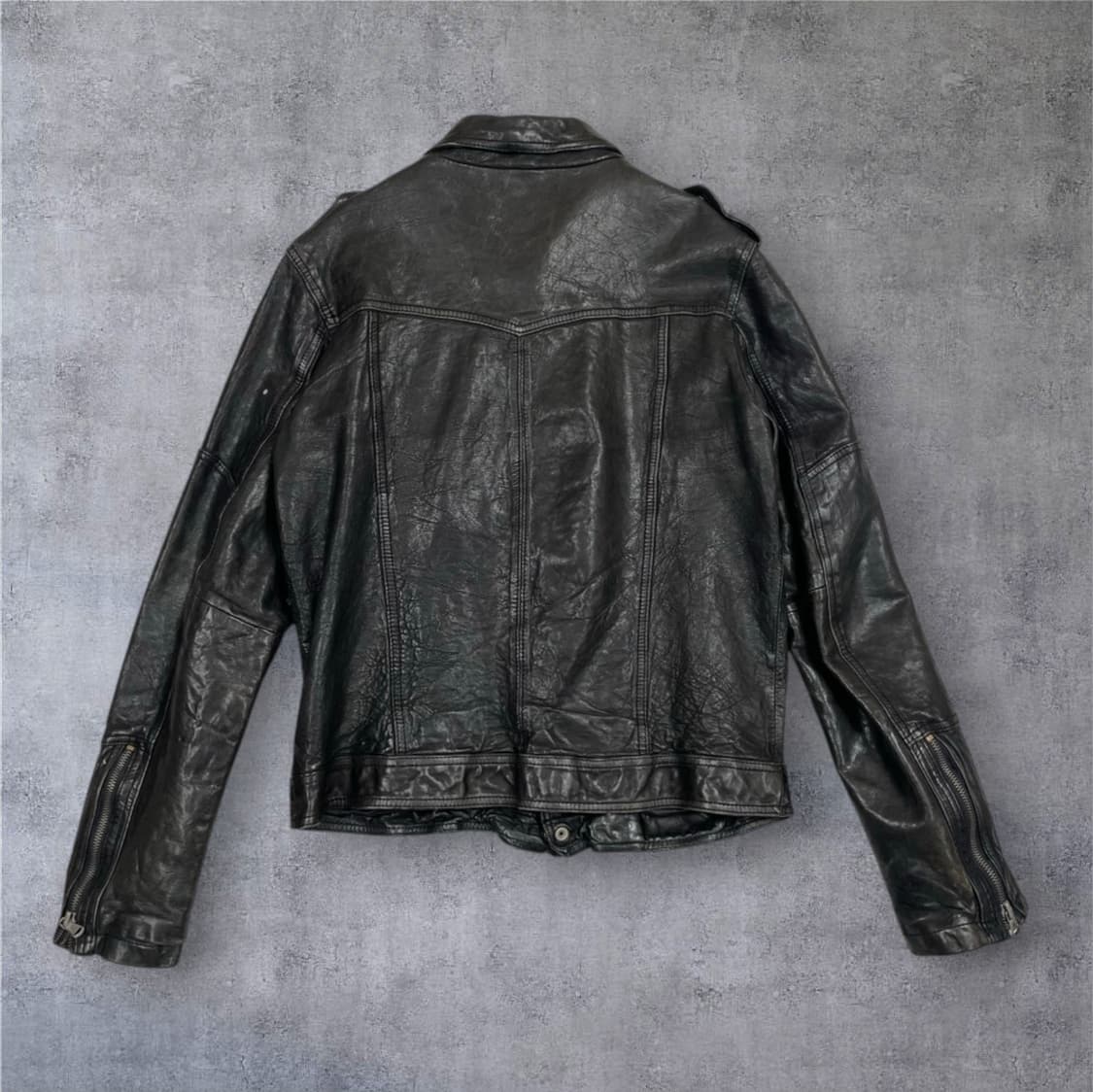  일본 빈티지 블랙 양가죽 라이더 자켓 50 상품이미지9