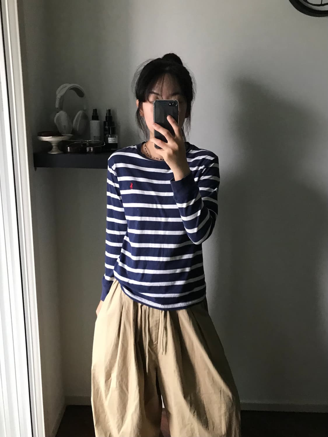 폴로 랄프로렌 포니 로고 네이비 스트라이프 긴팔 슬리브티 상품이미지4