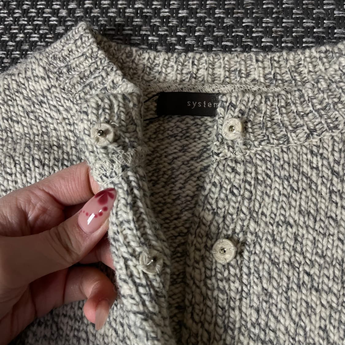 시스템 멜란지 히든버튼 긴팔 가디건 90  상품이미지5