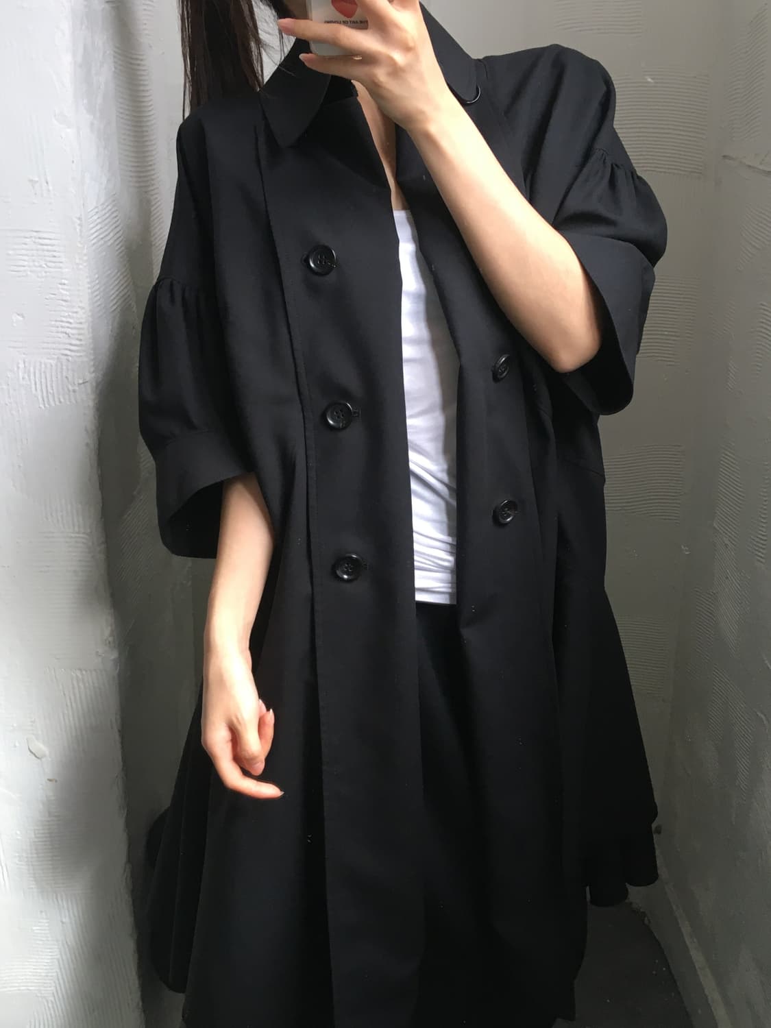 Junya Watanabe 준야와타나베 더블 브레스티드 블랙 하프 코트 상품이미지4