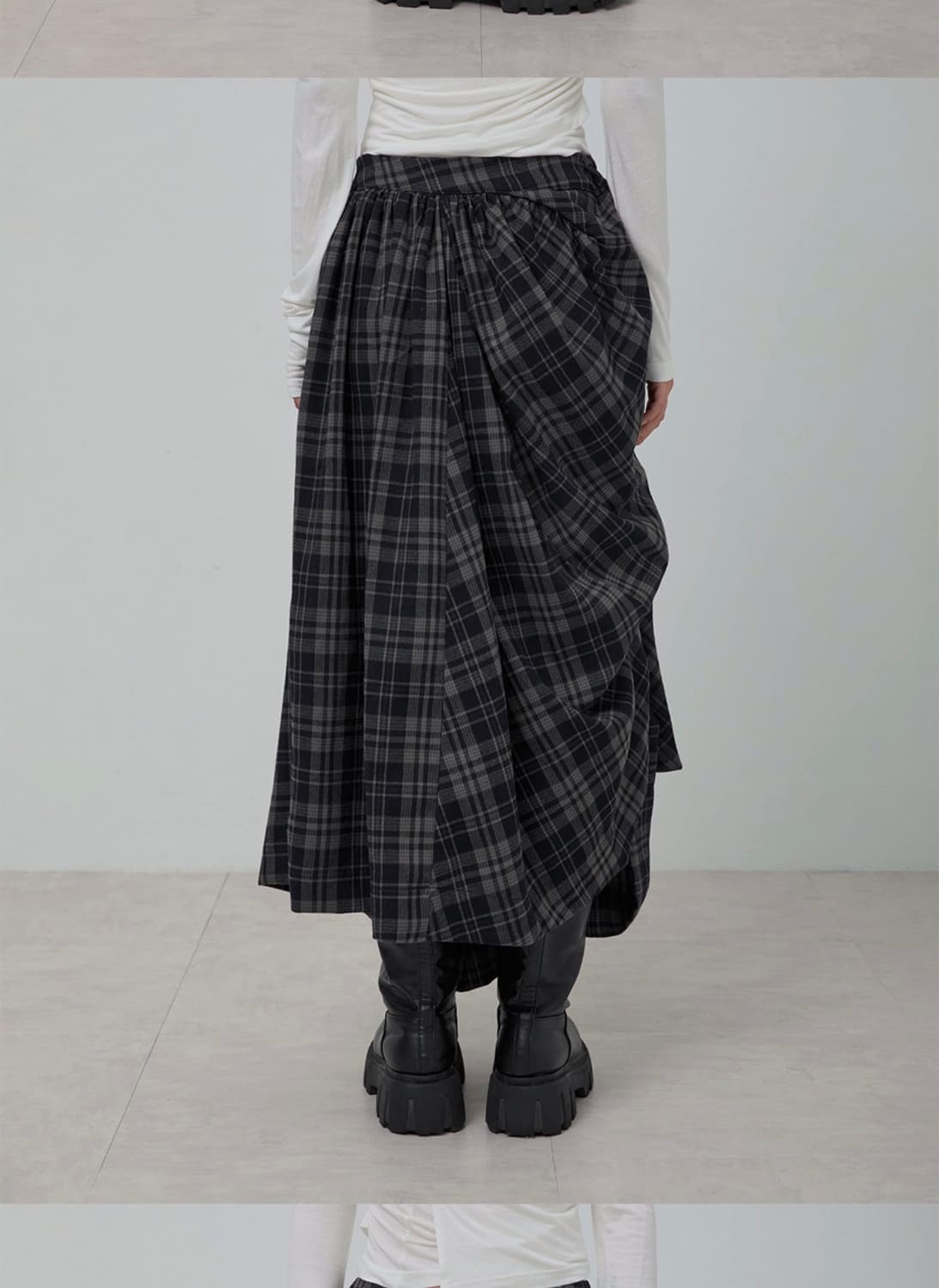 Draped Layered Long Skirt_Checked  상품이미지2