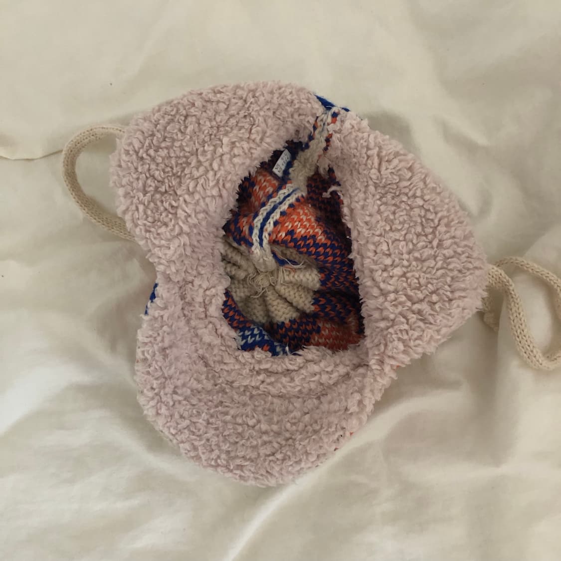 빈티지 방울니트 별패턴 이어플랩 모자 상품이미지3