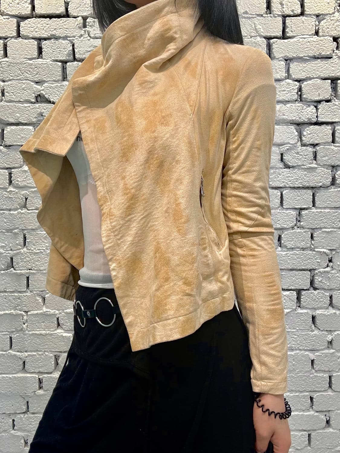 Suede Drape Unbalance Rider Jacket 상품이미지1