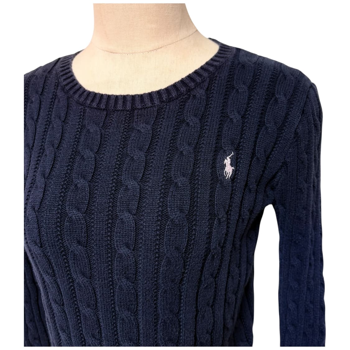 3672 폴로 랄프로렌 네이비 핑크 꽈베기니트 상품이미지2