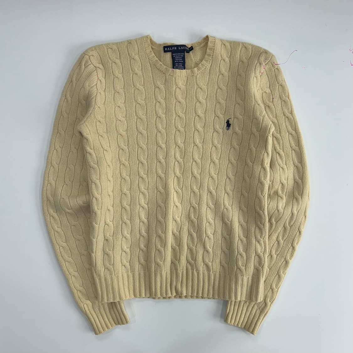 Polo 폴로 네이비 포니 베이지 케이블 니트 상품이미지3