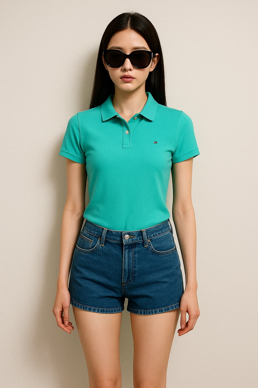 타미힐피거. 여자 민트 슬림핏 폴로셔츠_M 상품이미지1