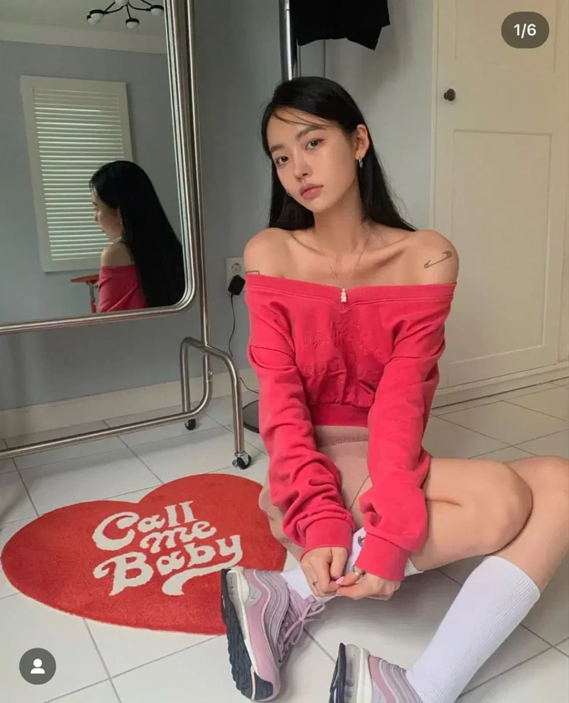 페일제이드 피그먼트 크롭 맨투맨 핑크 레드 상품이미지1