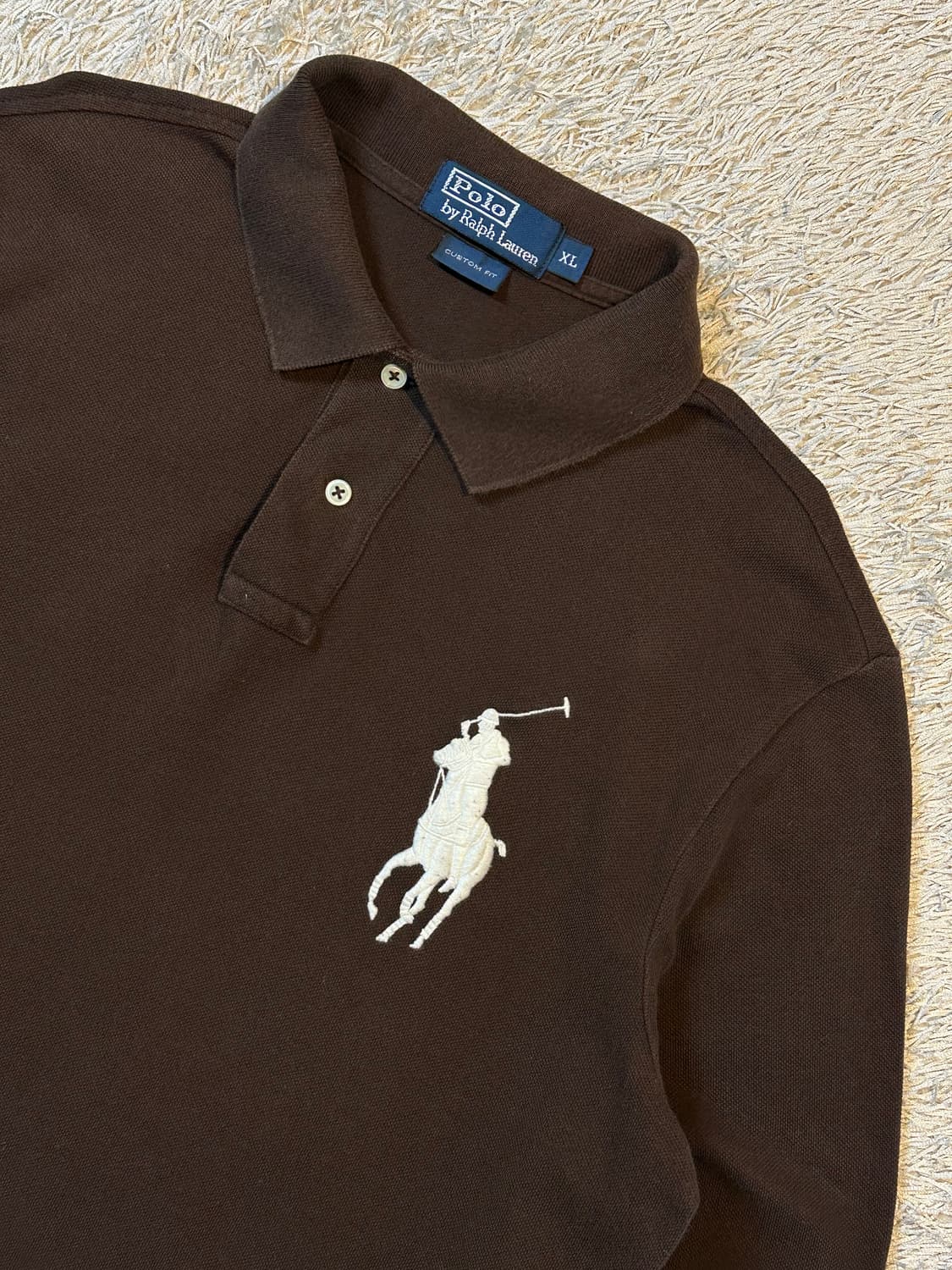 폴로 랄프로렌 커스텀핏 빅포니 로고 PK 긴팔 카라티 브라운 상품이미지2