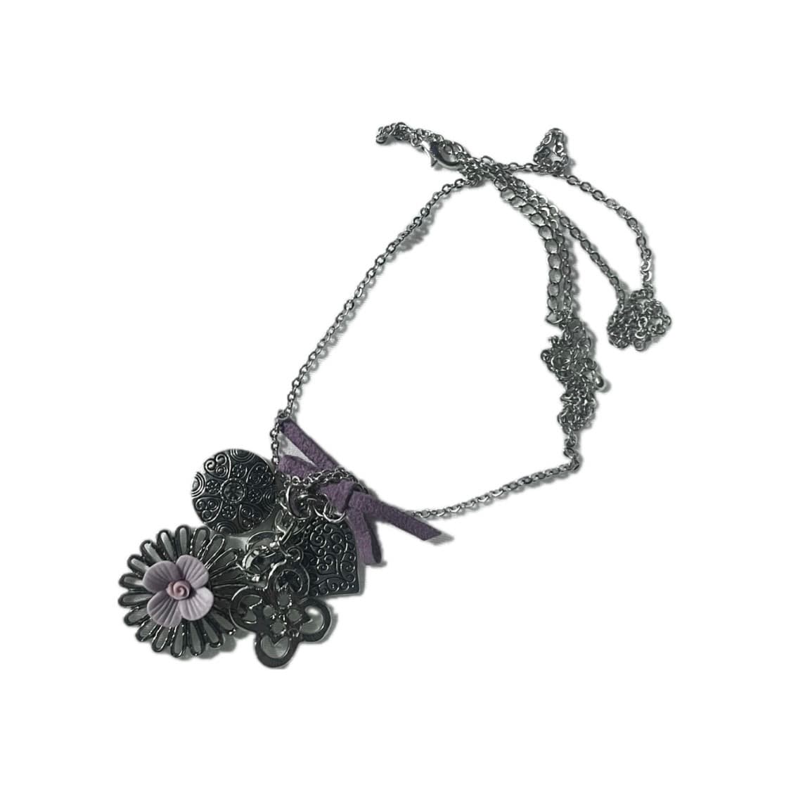 고딕 고스 오리엔탈 갸루 펑크 목걸이 앤틱 엔틱 하트 리본 문양 꽃 상품이미지1