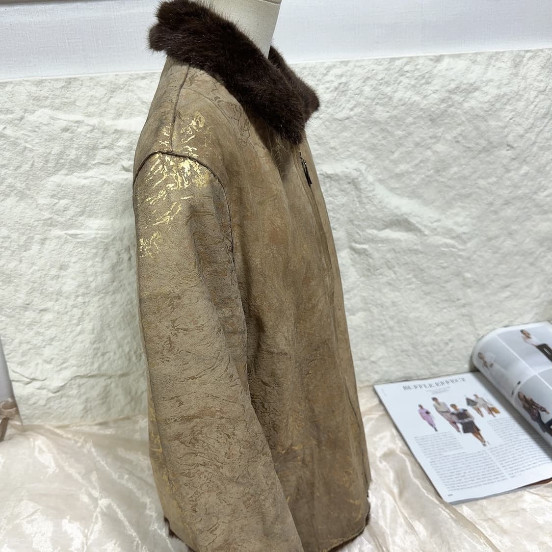 빈티지  밍크퍼 칼라 양털 염소새끼털 되지가죽자켓 무스탕 상품이미지4