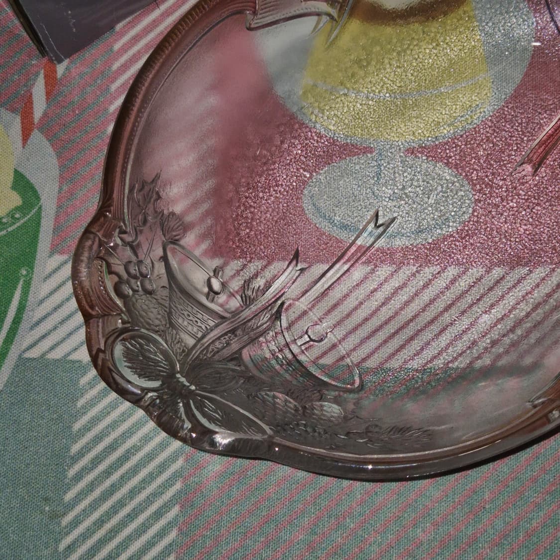 90s 호야 크리스탈 컬러 리본&벨 바구니 상품이미지10