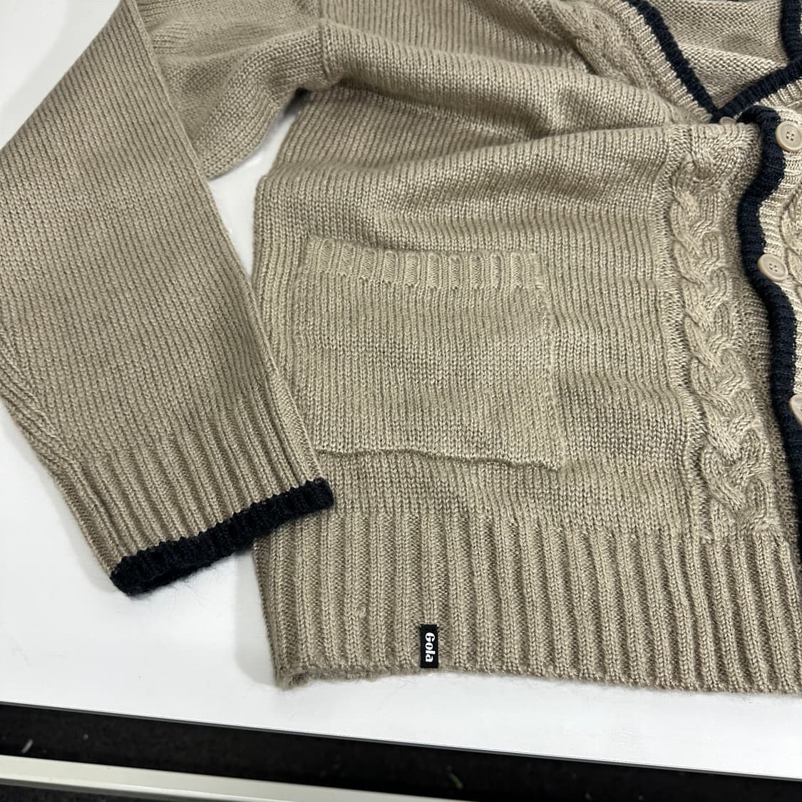 L-XL 골라 딥베이지 G로고 루즈오버핏 꽈배기가디건 상품이미지2