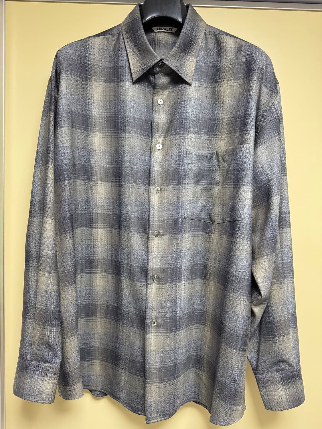 [5] 오라리 슈퍼 라이트 울 체크 셔츠 차콜그레이 24AW 상품이미지2