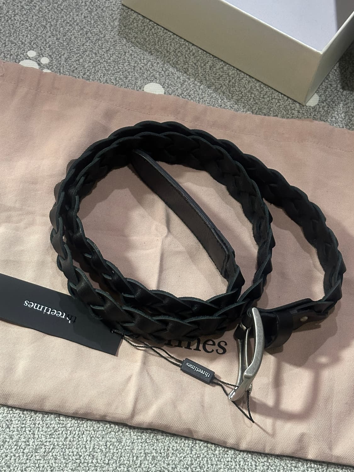 쓰리타임즈 Braid belt black M 상품이미지3