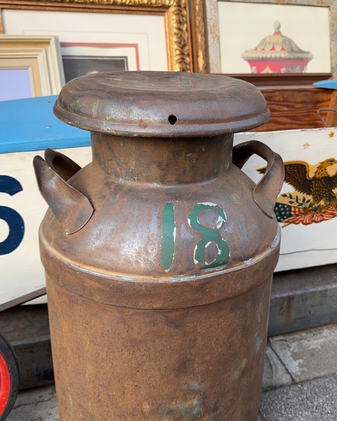 빈티지 소품 1900년 Milk Can Steel 저그 상품이미지1