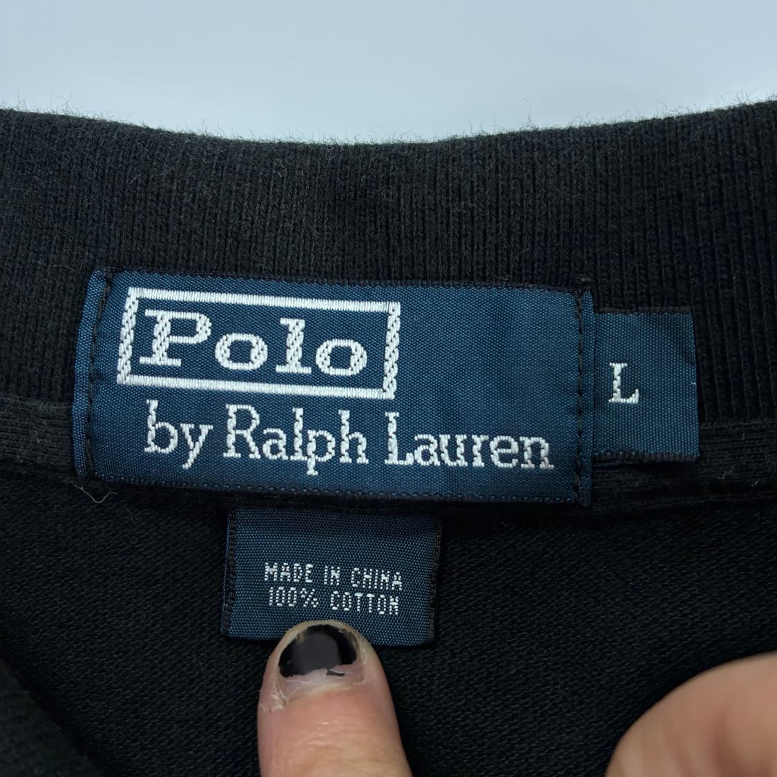 Polo  폴로 랄프로렌 90,s 자수 코튼 카라 블랙 반팔티셔츠 상품이미지3