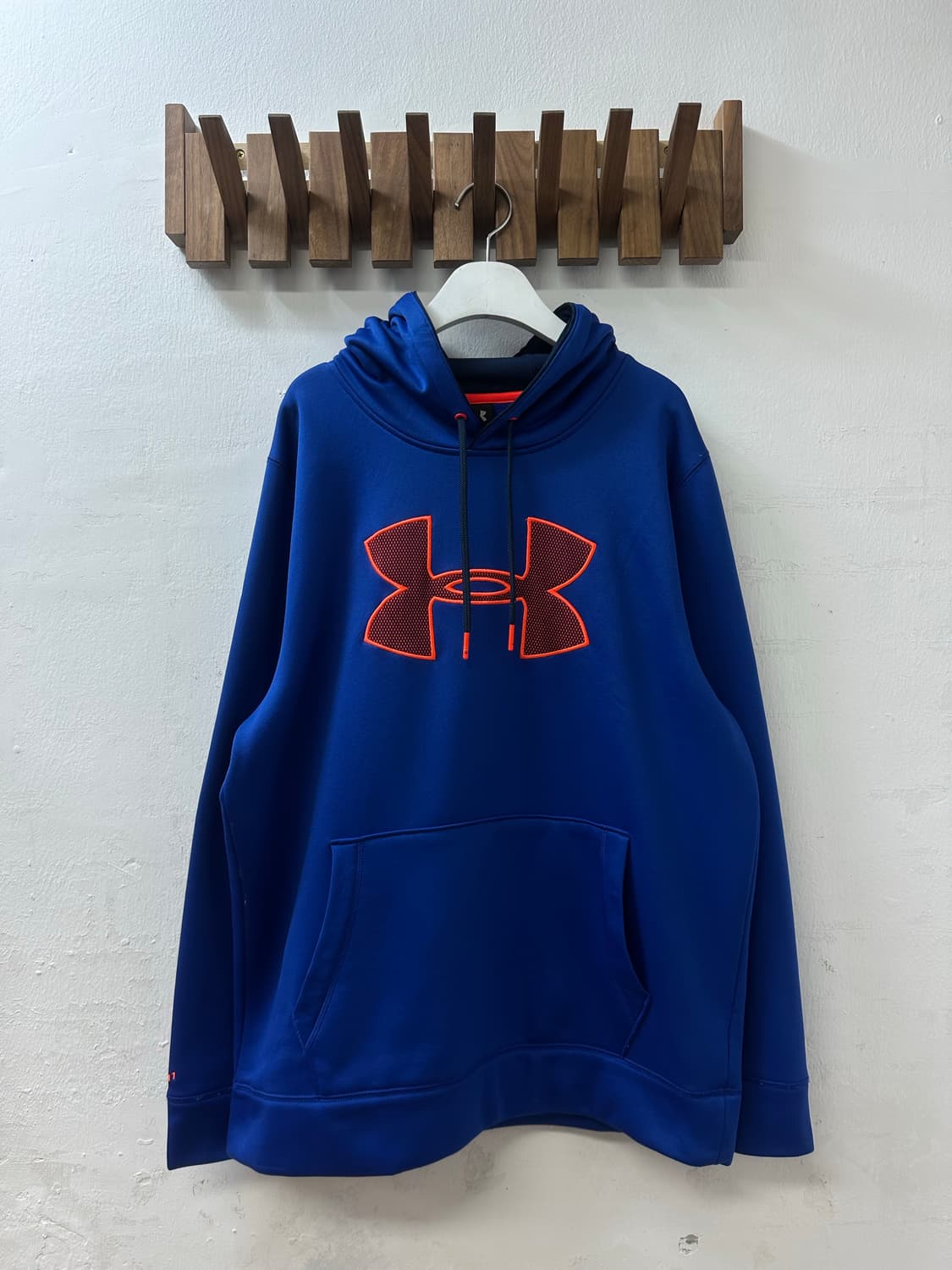 일본빈티지 Under Armour 언더아머 블루 빅로고 후드티셔츠 상품이미지1