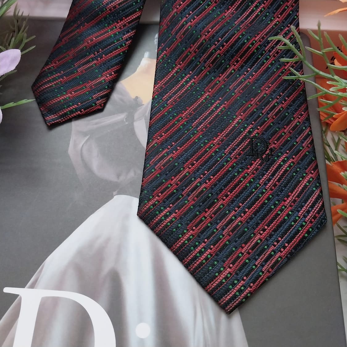 크리스찬 디올 실크 와인 패턴 넥타이 8.3cm A+~A등급 K1453
 상품이미지5