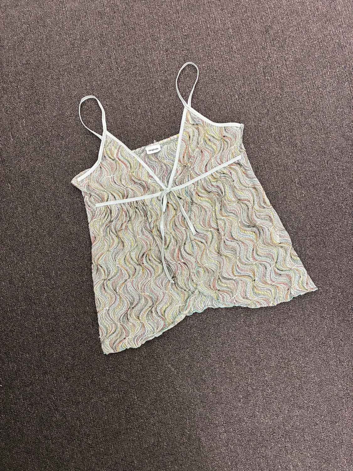 OS)Japanese vintage 여성 웨이브 패턴 트임 나시 상품이미지2