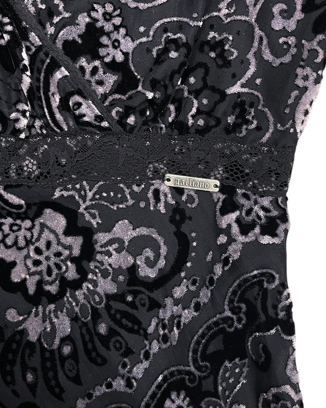 존 갈리아노 00s 레이스 디테일 벨루어 원피스 상품이미지7