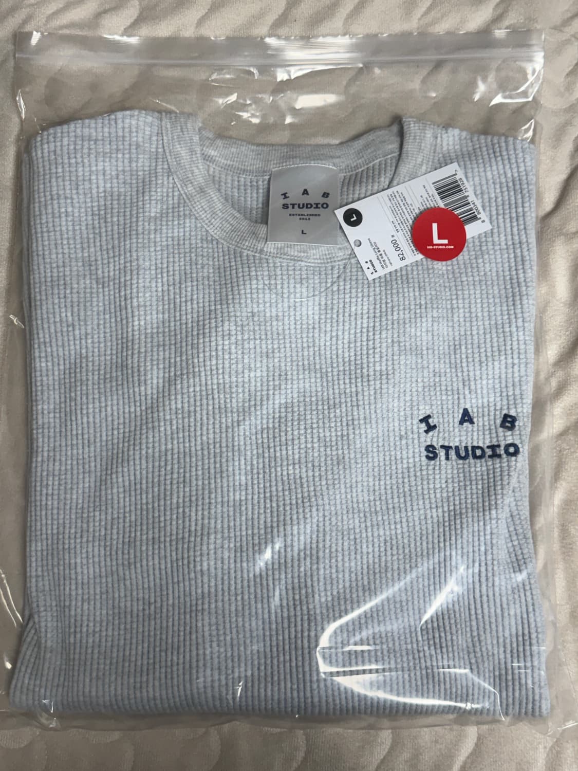 아이앱 와플 롱 슬리브 라이트 그레이 L 상품이미지1