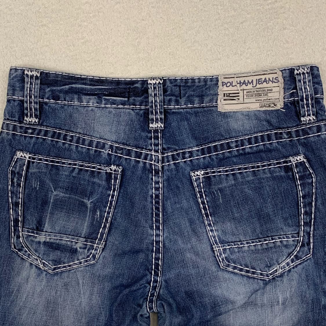 [36] 폴햄 빅 스티치 스트레이트핏 워싱 데님팬츠 상품이미지2
