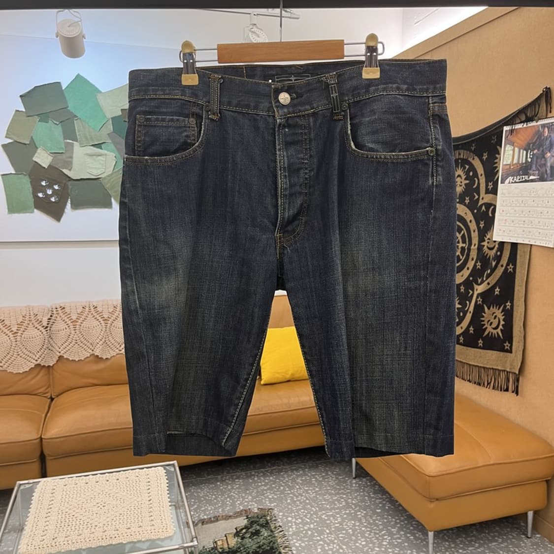 스톤 아일랜드 올드스쿨 레트로 캐주얼 데님 반바지 34인치 C11888 상품이미지3