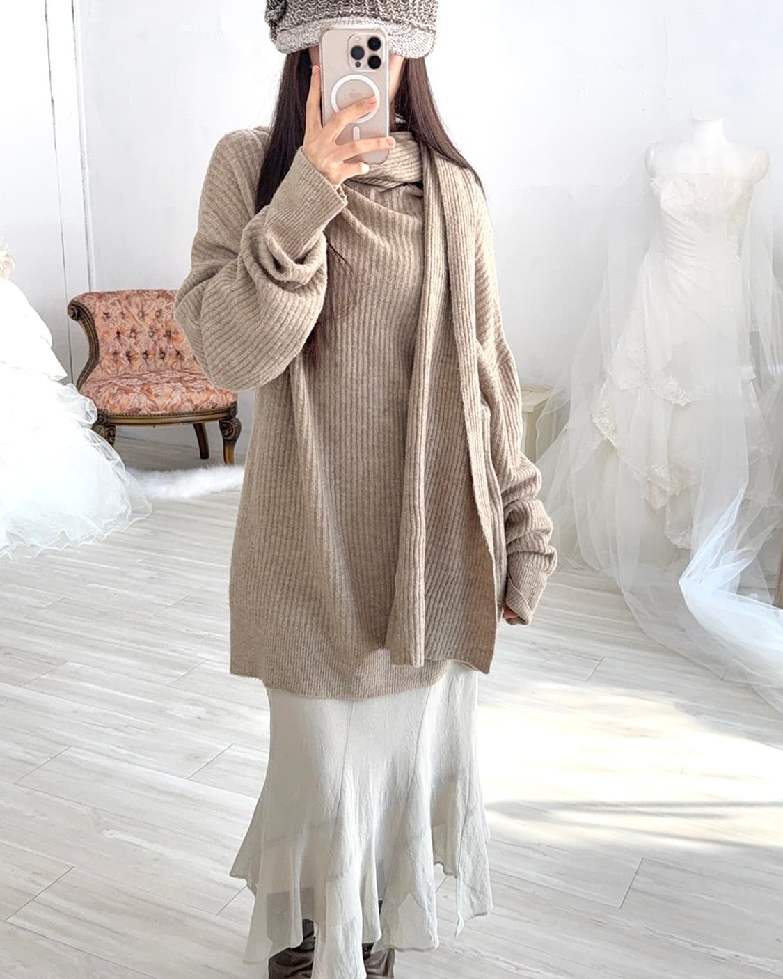 mute beige knit dress 상품이미지6