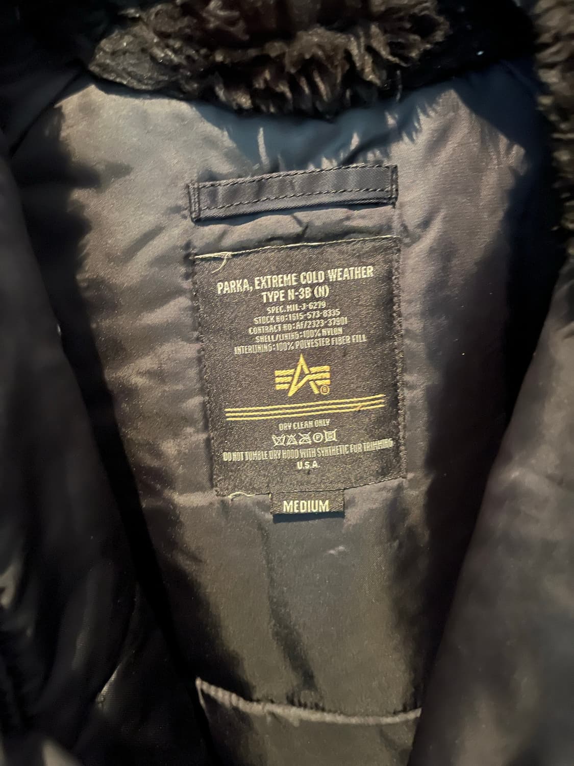 USA 알파인더스트리 N3B 블랙 파카 상품이미지2