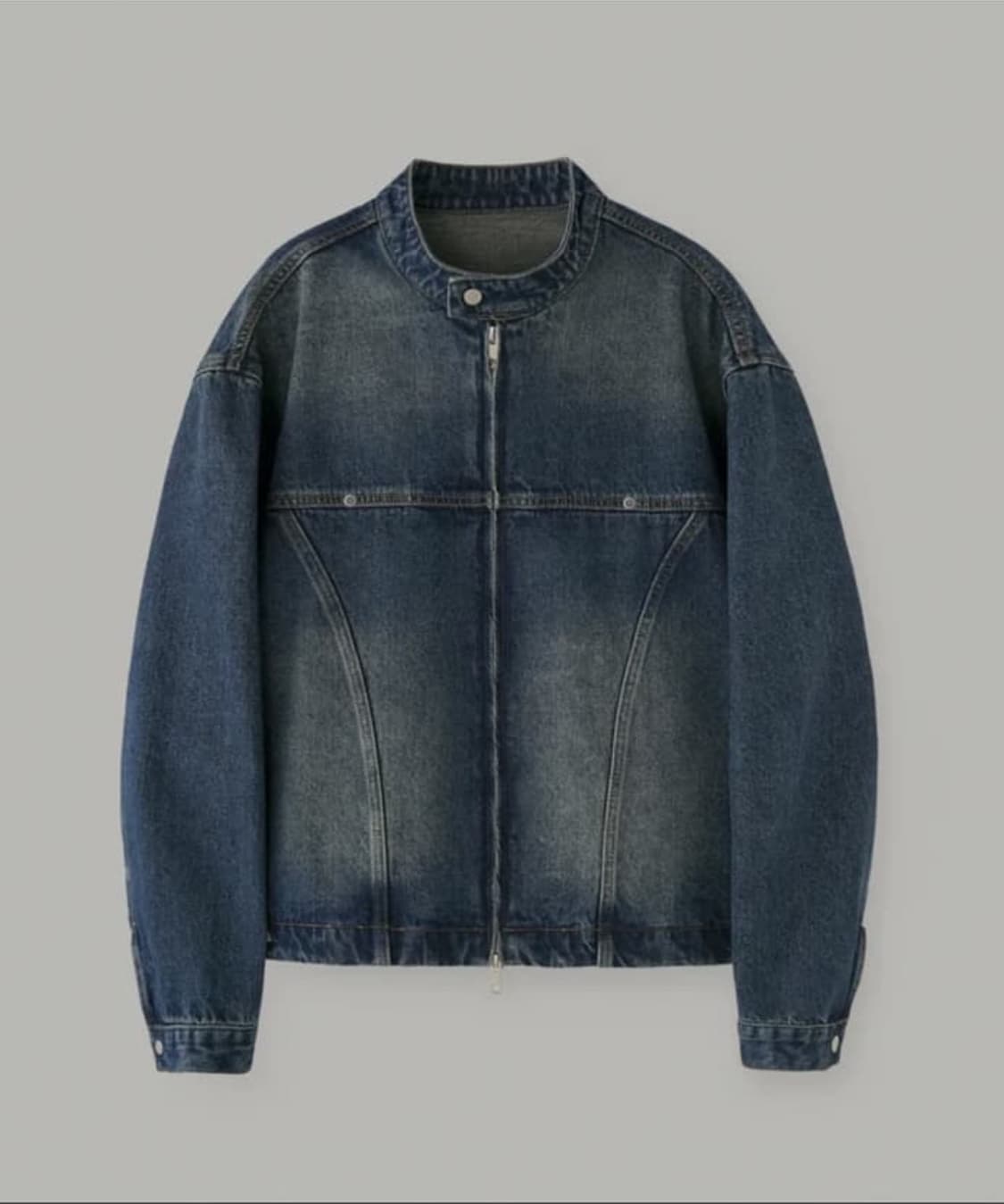 드로잉 워싱 데님 레이서 자켓_Middle Blue 상품이미지1