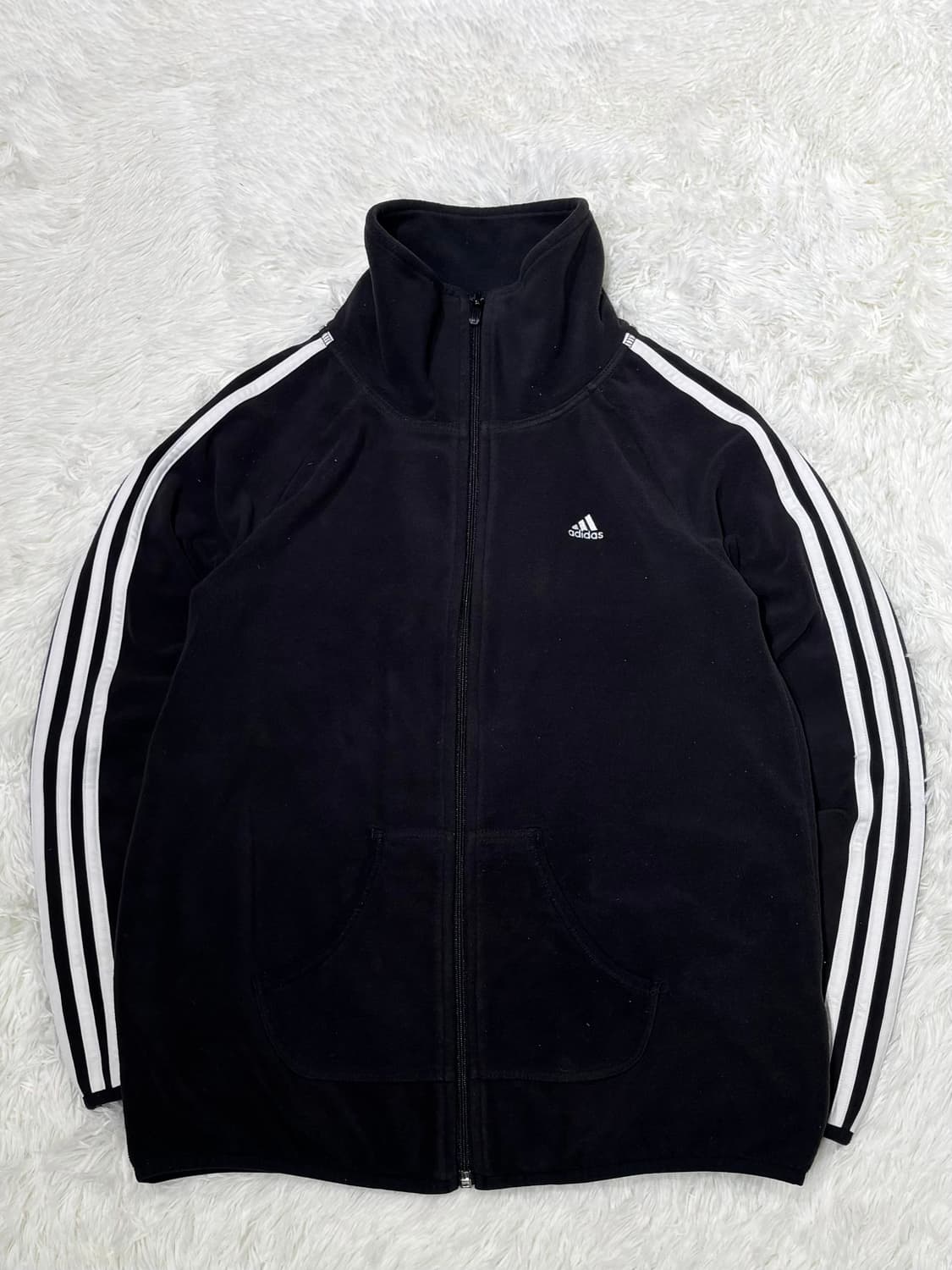 아디다스 블랙 삼선 플리스 집업 상품이미지5