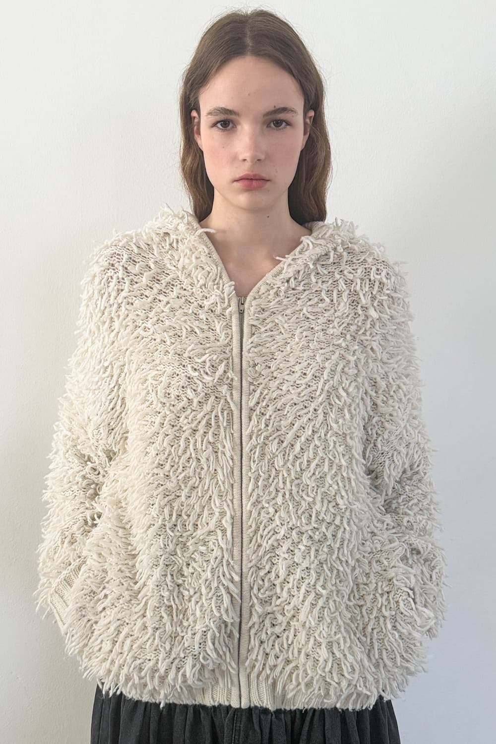 시눈  Sinoon Fringe Hooded Knit Zip-up 상품이미지3