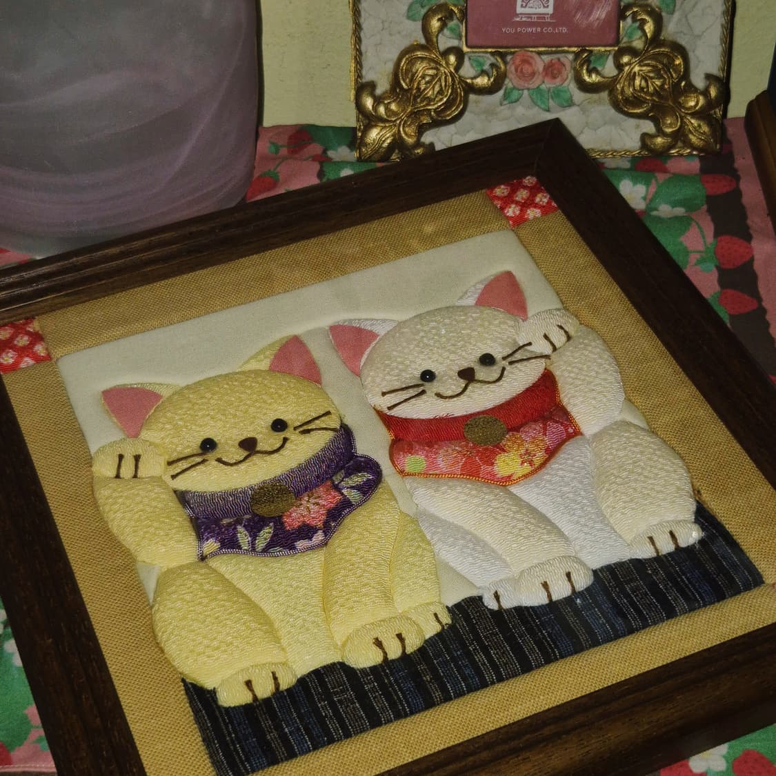 90s 레트로 복 고양이 엠보싱 우드 액자 상품이미지5