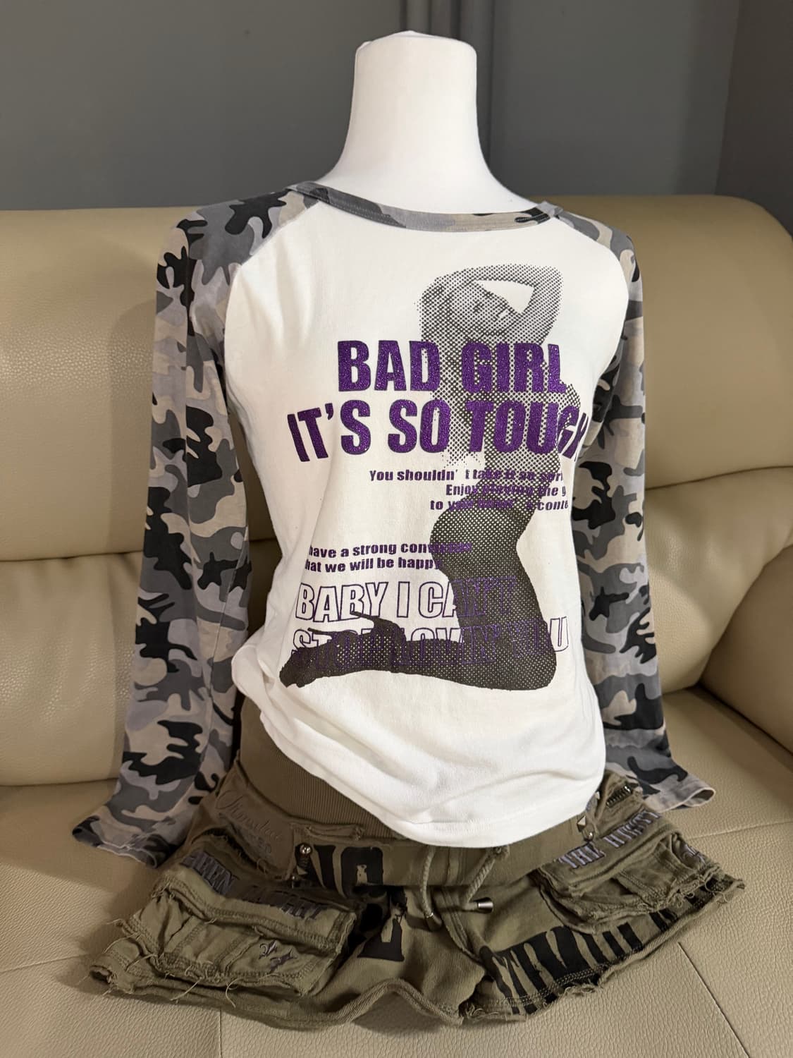 girl printing camo raglan sleeve 상품이미지2