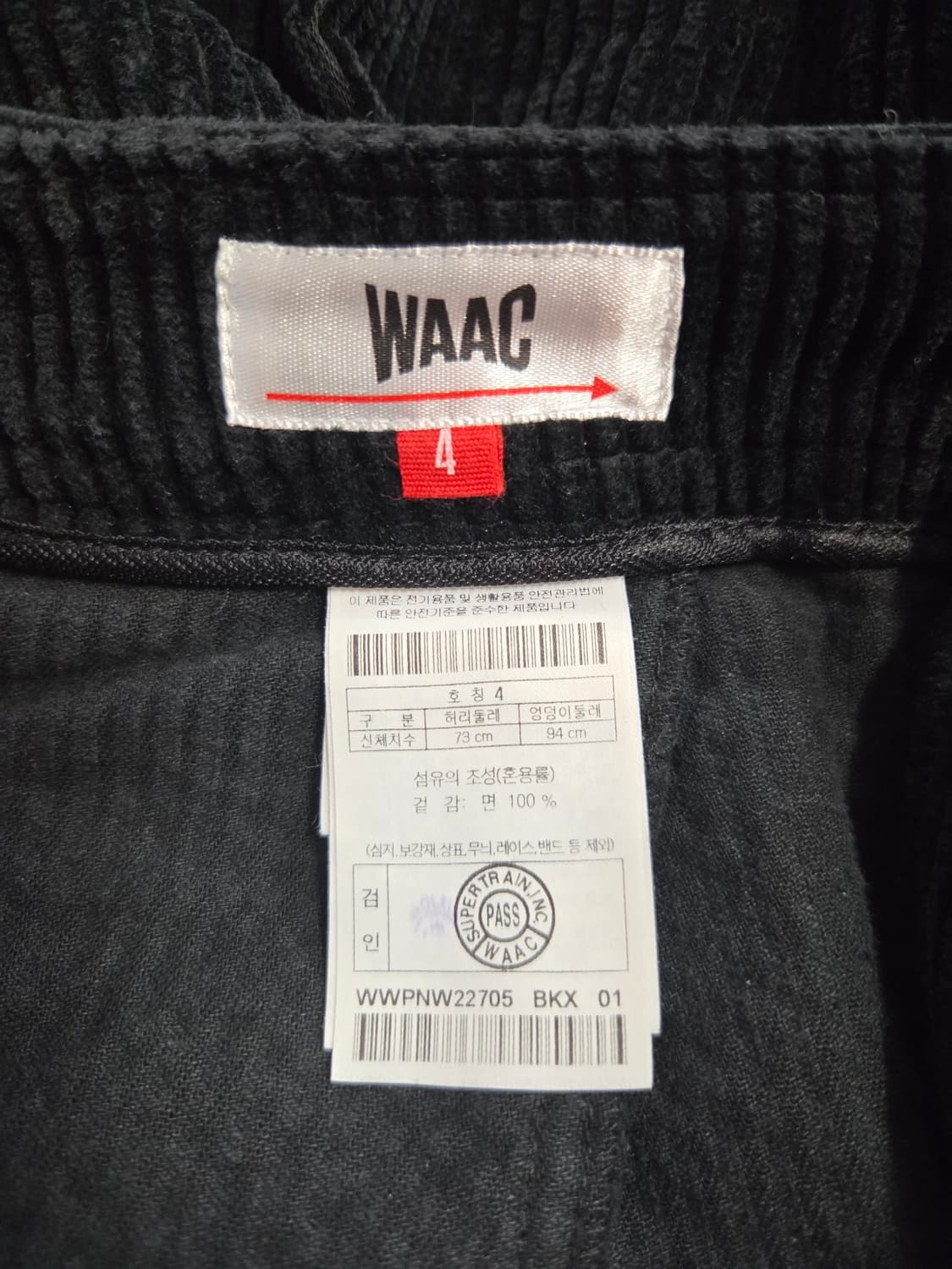 WAAC (왁) 여성 블랙 코듀로이 턴업 팬츠 상품이미지6